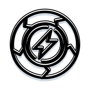 Recharging lightning bolt energy circular symbol concept Stock Illustration