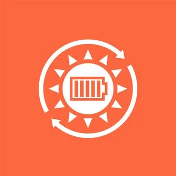 Recharging solar battery icon, vector Stock Illustration