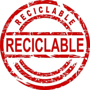 Reciclable red stamp spanish text sticker Stock Illustration