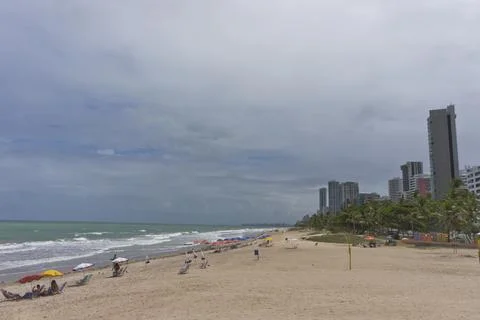 Recife, Beach and modern city view, Brazil, South America Stock Photos