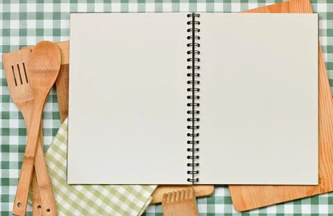 Recipe backdrop green gingham Stock Photos