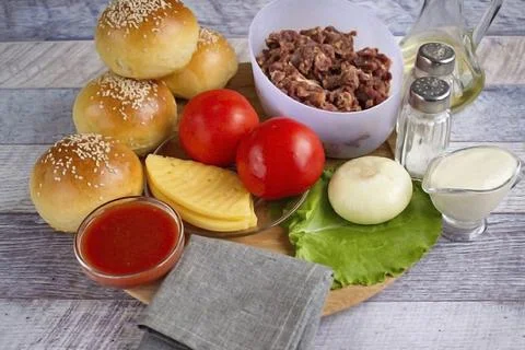 Recipe - Beef Burger Foto stock