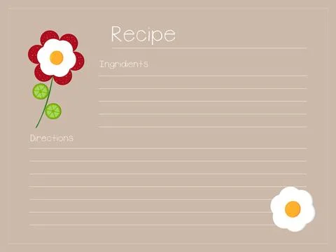 Recipe blank template for notes. Illustration of scrambled eggs with sausage and Illustrazione stock