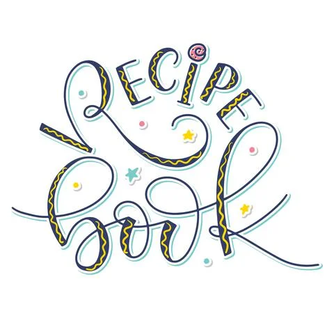 Recipe book - colored lettering isolated on white background Stock Illustration