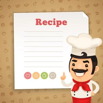 Recipe Card with Chef Stock Illustration