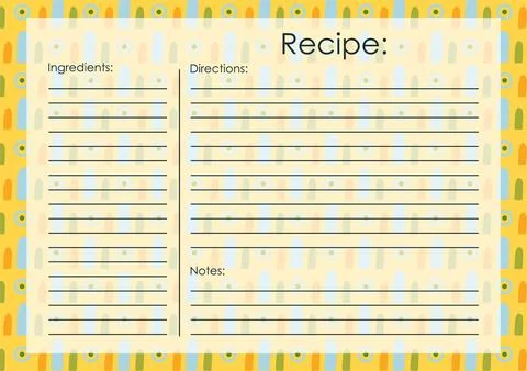 Recipe card template. Easter celebration blank card. Cute retro kitchen rec.. Stock Illustration