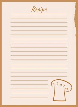 Recipe card template for notes making about food preparation. Hand-drawn recipe Illustrazione stock