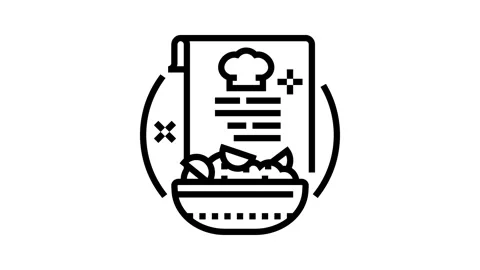 Recipe creation restaurant chef line icon animation Video stock 326131168