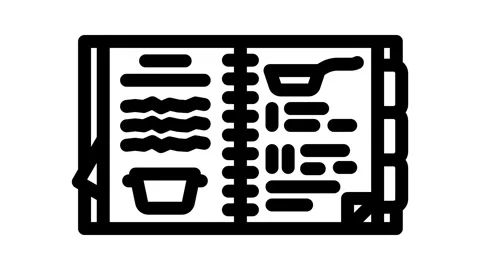 Recipe creation restaurant chef line icon animation Video stock 326754332