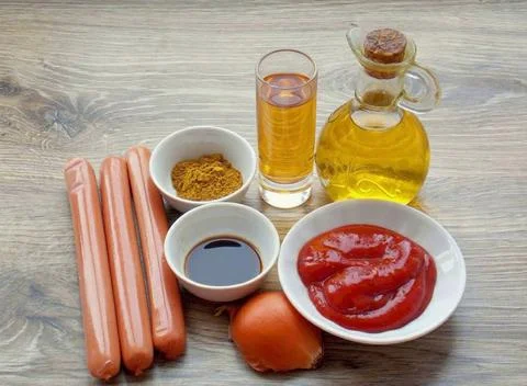 Recipe - Currywurst Stock Photos