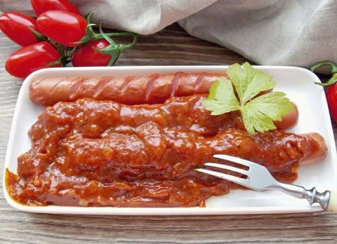 Recipe - Currywurst Foto stock
