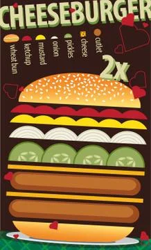 Recipe of double cheeseburger Stock Illustration