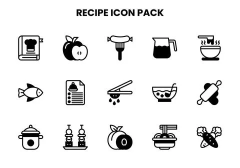 Recipe DuoTone Vector Icons Pack Stock Illustration
