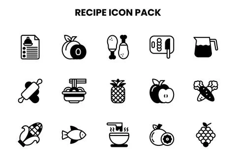 Recipe DuoTone Vector Icons Pack Stock Illustration
