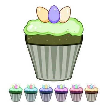 Recipe easter cupcake cartoon vector graphic Stock Illustration