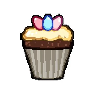 Recipe easter cupcake pixel art vector illustration Illustrazione stock