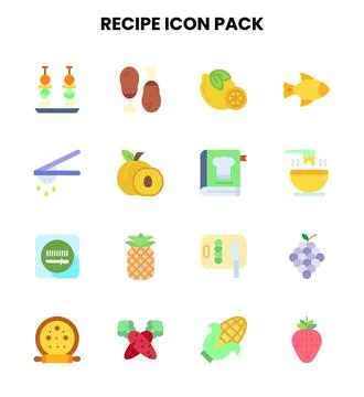 Recipe Flat Bundle Icons Pack Stock Illustration
