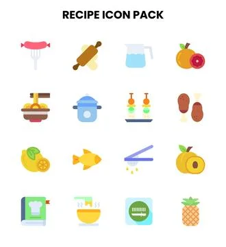 Recipe Flat Icons Pack Stock Illustration