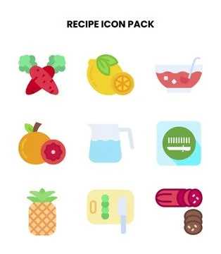 Recipe Flat Icons Pack Stock Illustration