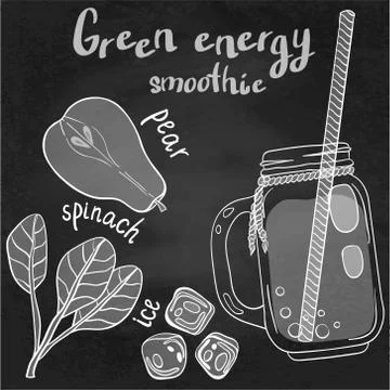 Recipe illustration smoothie (cocktail). Vector hand drawn illustration Stock Illustration