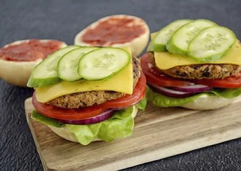 Recipe - Lean Burger Foto stock