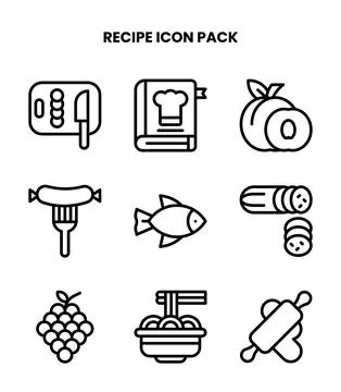 Recipe Line Bundle Icons Pack Stock Illustration