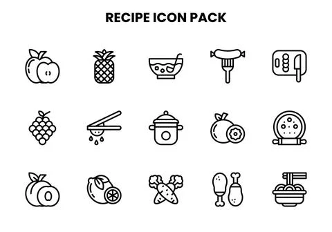 Recipe Line Vector Icons Pack Stock Illustration