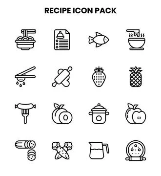 Recipe Line Vector Icons Pack Stock Illustration