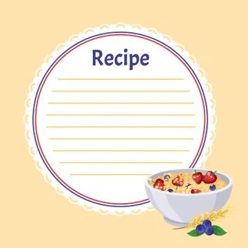 Recipe note with empty lines, sticker for making notes, write useful information Stock Illustration