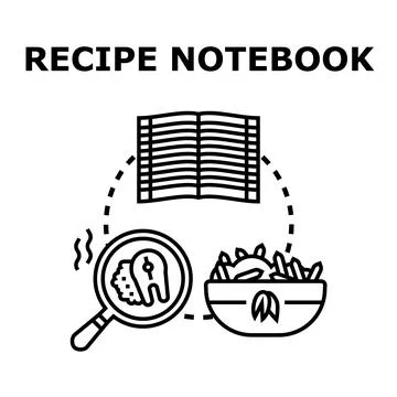 Recipe notebook creating new culinary dishes concepts Stock Illustration