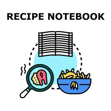 Recipe notebook creating new culinary dishes concepts Stock Illustration