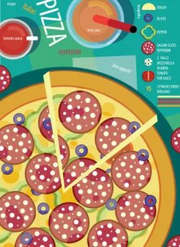 Recipe of pizza Illustrazione stock