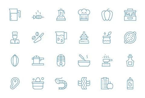 Recipe Premium Vector Bundle with 24 256x256 Editable Thin Line Icons Stock Illustration