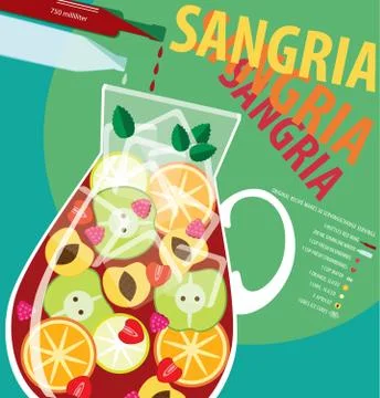 Recipe of sangria Illustrazione stock