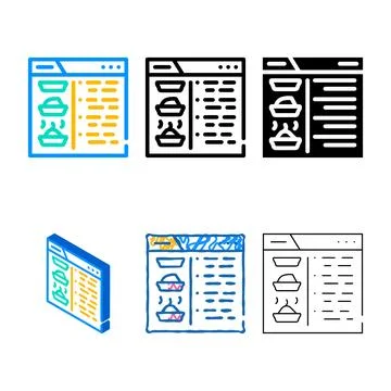 Recipe website color icon vector variations Illustrazione stock