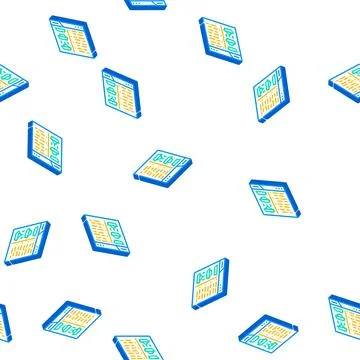 Recipe website isometric icon seamless pattern Stock Illustration