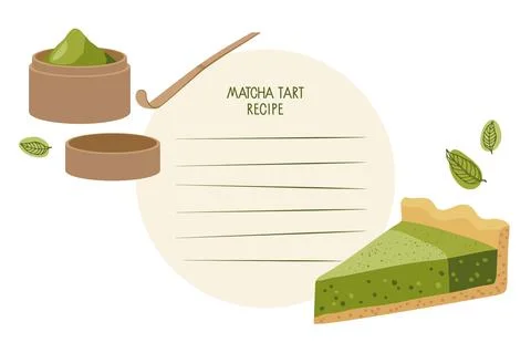 Recipe Write Template. Matcha pie, Background for recipe. Recipe card template Stock Illustration