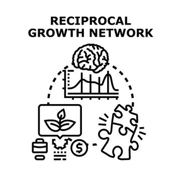 Reciprocal growth network concept developing business connections Stock Illustration