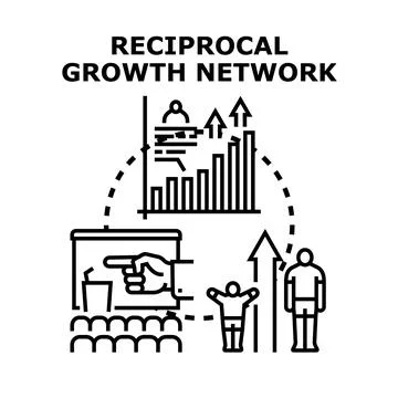 Reciprocal growth network concept developing collaboration strategy Stock Illustration