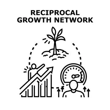 Reciprocal growth network developing business strategy and progress Illustrazione stock