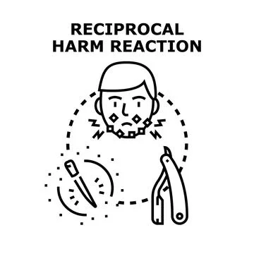 Reciprocal harm reaction causing skin irritation and razor bumps Stock Illustration