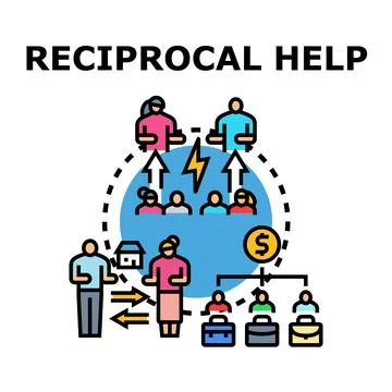 Reciprocal help concept showing cooperation and mutual support Stock Illustration