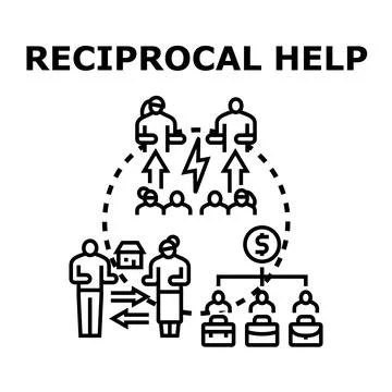 Reciprocal help concept showing cooperation and mutual support Stock Illustration