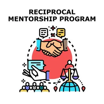 Reciprocal mentorship program fostering global collaboration Stock Illustration