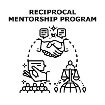 Reciprocal mentorship program fostering global collaboration Stock Illustration