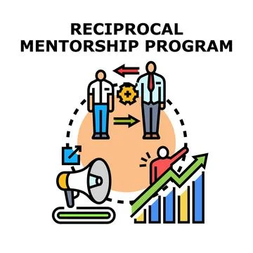 Reciprocal mentorship program fostering knowledge exchange and growth Stock Illustration