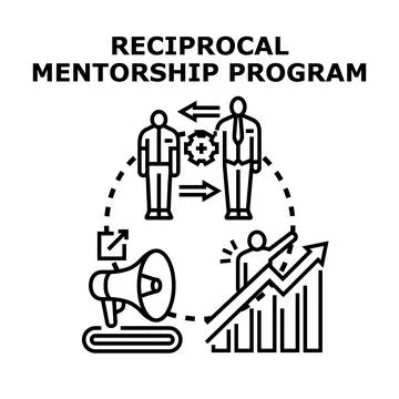 Reciprocal mentorship program fostering knowledge exchange and growth Stock Illustration