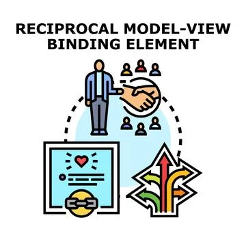 Reciprocal model view binding element concept Illustrazione stock