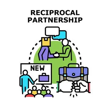 Reciprocal partnership vector concept idea illustration depicting business .. Stock Illustration