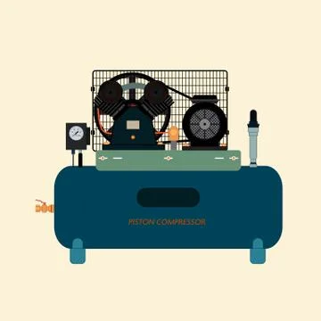 Reciprocating Piston Air Compressor Stock Illustration